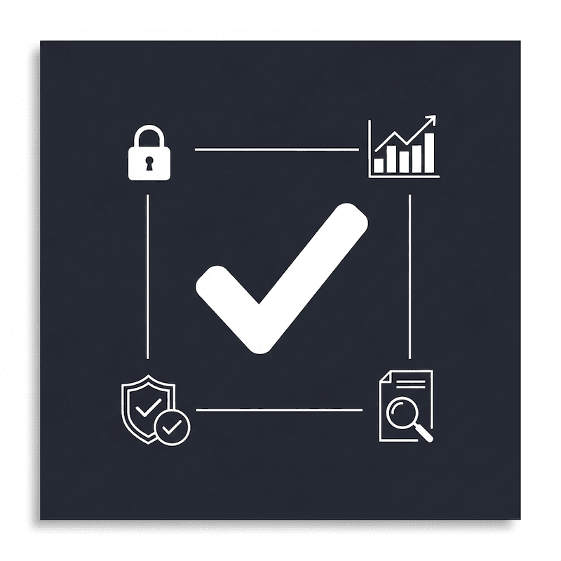 Illustration of enterprise features including security, scalability, and compliance